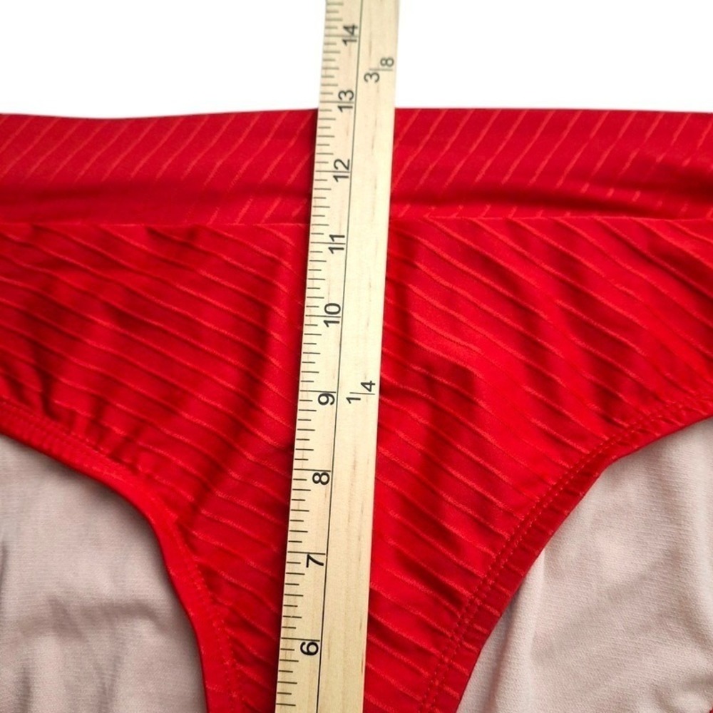 Mynah Bikini Bottom Large Red High Rise Ribbed‎ Textured Medium Coverage - Picture 9 of 10